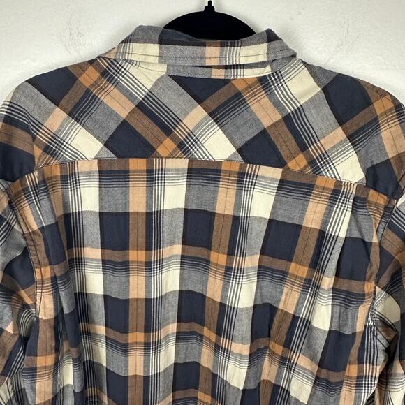 Wrangler Mens Flex For Comfort Button-Up Long Sleeve Brown/Grey Plaid Shirt XL - Picture 6 of 10